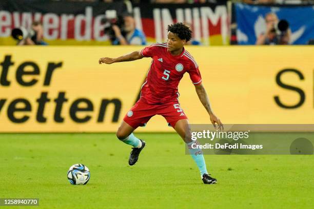 Wilmar Barrios of Colombia controls the ball during the international friendly match between Germany and Colombia at Veltins-Arena on June 20, 2023...
