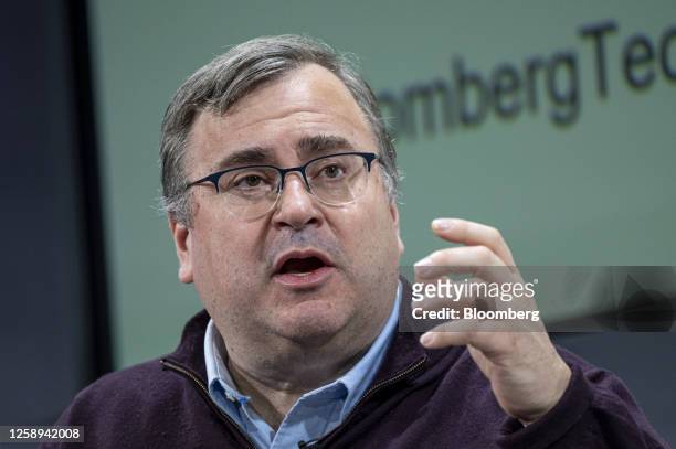 Reid Hoffman, co-founder of LinkedIn Corp., speaks during the Bloomberg Technology Summit in San Francisco, California, US, on Thursday, June 22,...