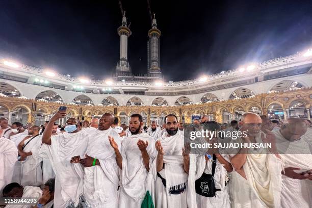 Muslim pilgrims pray at the Grand Mosque in the holy city of Mecca on June 22 as they arrive for the annual Hajj pilgrimage.