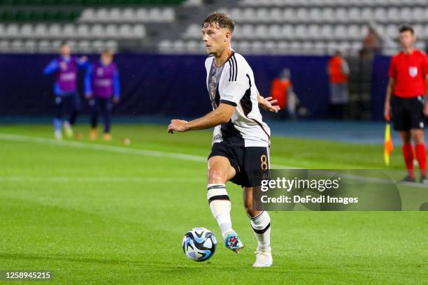 Yannik Keitel of Germany controls the ball during the UEFA Under-21 Euro 2023 match between Germany and Israel on June 22, 2023 in Kutaisi, Georgia.