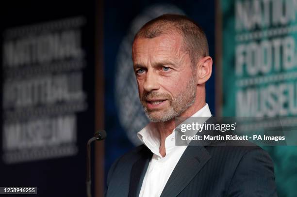 President Aleksander Ceferin speaks during the European Football Fans Congress held at the National Football Museum, Manchester. Picture date:...