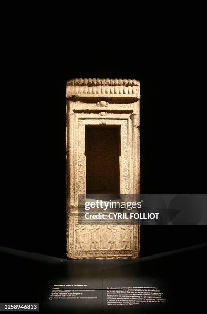 View taken on March 6, 2009 at the Louvre Museum in Paris shows a granite tabernacle dedicated to the goddess Isis presented during an exhibition...