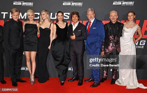 Cary Elwes, Pom Klementieff, Vanessa Kirby, Hayley Atwell, Tom Cruise, Christopher McQuarrie, Simon Pegg and Rebecca Ferguson attend the UK Premiere...
