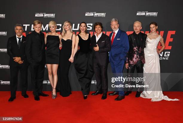 Esai Morales, Cary Elwes, Pom Klementieff, Vanessa Kirby, Hayley Atwell, Tom Cruise, Christopher McQuarrie, Simon Pegg and Rebecca Ferguson attend...