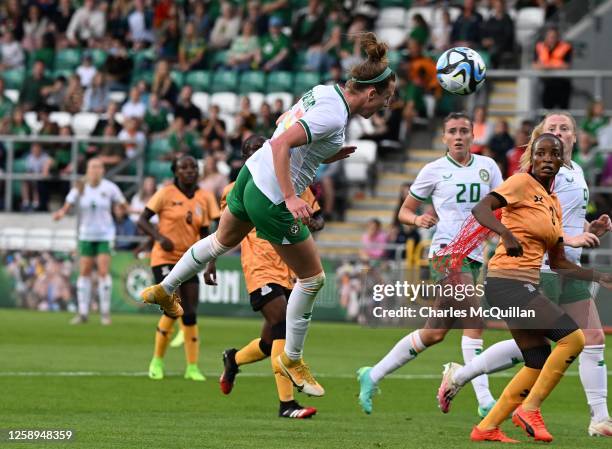 Claire O'Riordan of Republic of Ireland scores during the women's international football friendly game between Republic of Ireland and Zambia at...