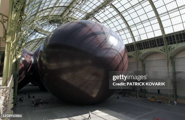 Picture taken on May 9, 2011 at the "Grand Palais" in Paris shows an installation made by Indian born British sculptor Anish Kapoor, two days ahead...