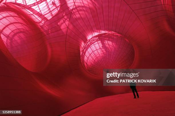 Picture taken on May 9, 2011 at the "Grand Palais" in Paris shows the inside view of a installation made by Indian born British sculptor Anish...