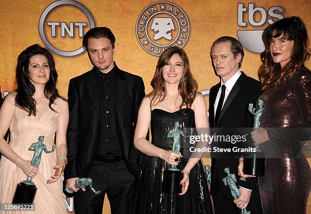 Actors Aleksa Palladino, Michael Pitt, Kelly Macdonald, Steve Buscemi and Paz de la Huerta pose in the press room during the 17th Annual Screen...