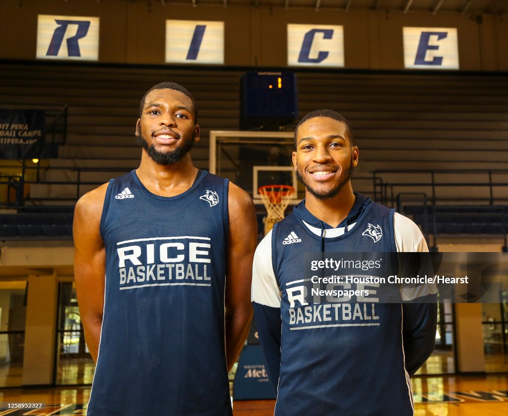 Carl Rice Jr Rice basketball players Carl Pierre, left, and Travis Evee during ...