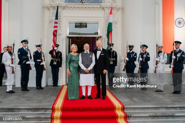 President Joe Biden and First Lady Dr. Jill Biden welcome Indian Prime Minister Narendra Modi to the White House on June 22, 2023 in Washington, DC....