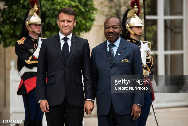 Emmanuel Macron is receiving Gabonese President Ali Bongo Ondimba at the Elysee Palace in Paris, France, on June 22, 2023.