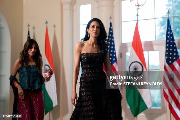 Huma Abedin and Heba Abedin arrive for an official State Dinner in honor of India's Prime Minister Narendra Modi, at the White House in Washington,...