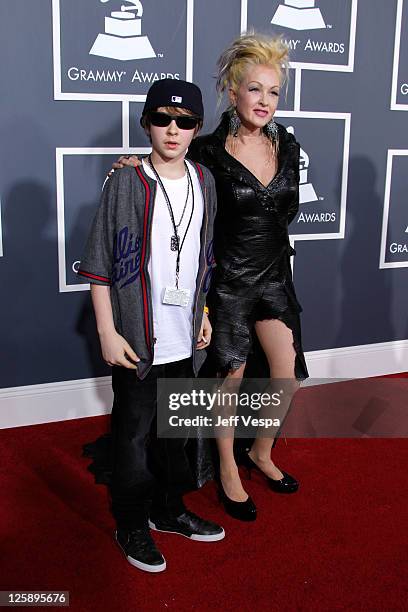 Declyn Wallace Thornton and singer Cyndi Lauper arrive at The 53rd Annual GRAMMY Awards held at Staples Center on February 13, 2011 in Los Angeles,...