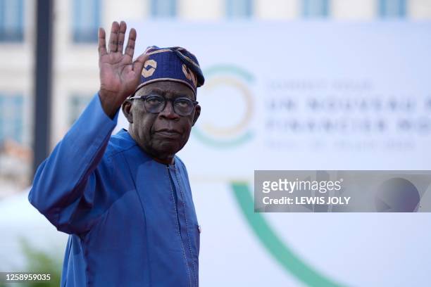 Nigeria President Bola Tinubu arrives for the closing session of the New Global Financial Pact Summit, on June 23, 2023 in Paris.