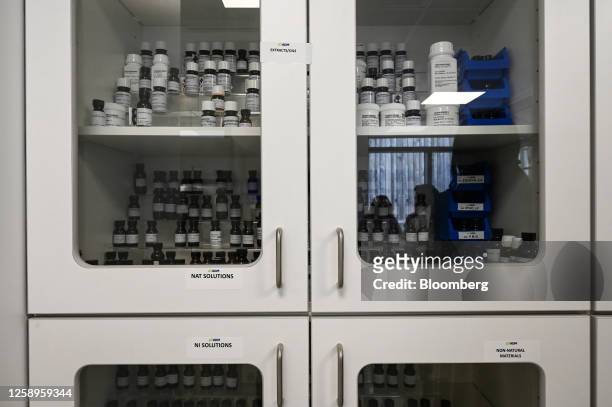 Cabinet containing sample savory flavors at the Archer-Daniels-Midland Co. Innovation Food Lab in Manchester, UK, on Tuesday June 7, 2023. ADM...