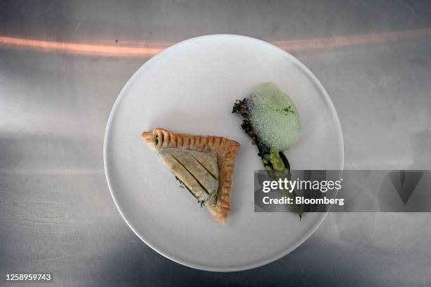 Plant-based dish for guests during a tasting session at the Archer-Daniels-Midland Co. Innovation Food Lab in Manchester, UK, on Tuesday June 7,...