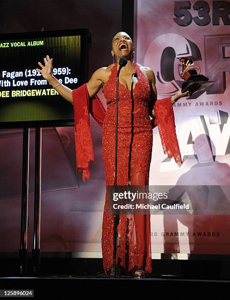 Singer Dee Dee Bridgewater onstage during The 53rd Annual GRAMMY Awards Pre-Telecast held at the Los Angeles Convention Center on February 13, 2011...