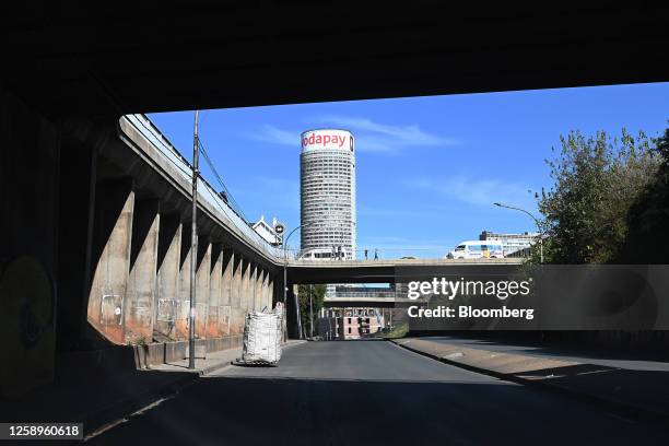 Recycling collector pushes a cart loaded with materials along a road in Johannesburg, South Africa, on Tuesday, May 23, 2023. Africa's richest city...