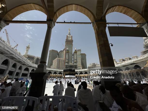 Prospective pilgrims continue their worship to fulfill the Hajj pilgrimage in Mecca, Saudi Arabia on June 23, 2023.