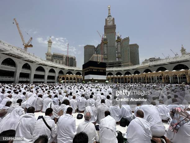 Prospective pilgrims perform prayer at the Masjid al-Haram during their Hajj pilgrimage in Mecca, Saudi Arabia on June 23, 2023.