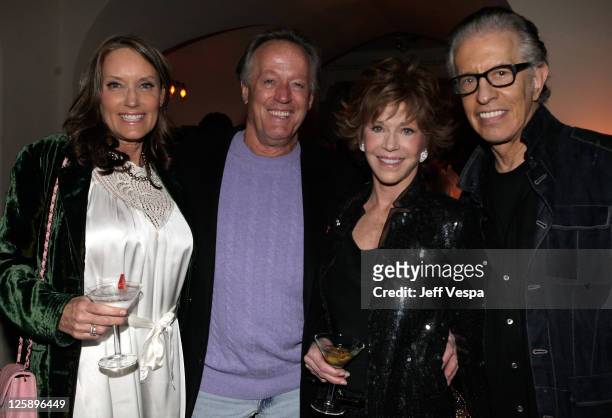 Parky DeVogelaere, Peter Fonda, Jane Fonda and Richard Perry attend Audi & Weinstein Company Party Sponsored By Godiva Chocolate Vodka at Chateau...