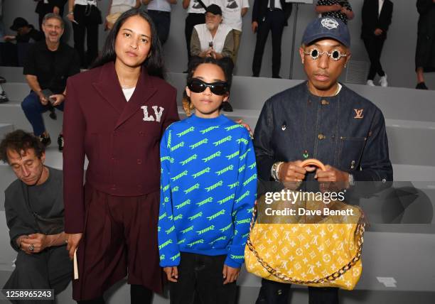 Helen Lasichanh, Rocket Williams and Pharrell Williams attend the Dior Homme Menswear Spring/Summer 2024 show as part of Paris Fashion Week on June...