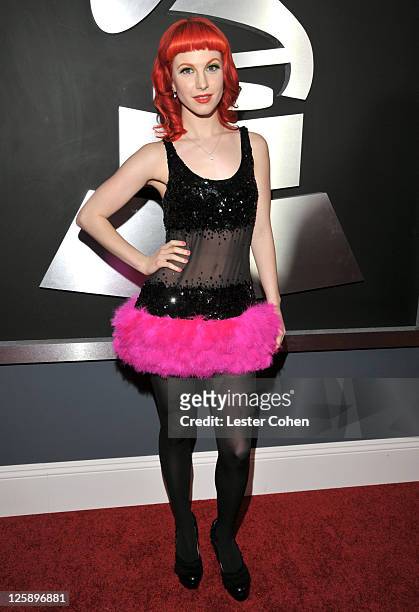 Singer Hayley Williams arrives at The 53rd Annual GRAMMY Awards held at Staples Center on February 13, 2011 in Los Angeles, California.