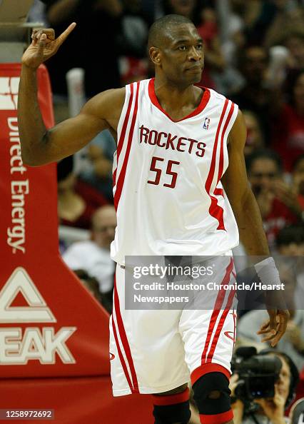 Mutamba Houston Rockets Houston Rockets Dikembe Mutombo wags his finger after blocking a shot ...