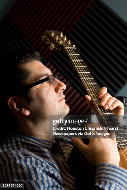 Latin Grammy Award winner and Christian artist Coalo Zamorano poses for a portrait in his home studio Tuesday, May 19 in Spring. Zamorano, a worship...