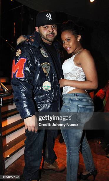 Joell Ortiz and Mizz D.R. Attend Maino's "NYC We Keep It Rockin" video shoot at Amnesia NYC on February 8, 2011 in New York City.