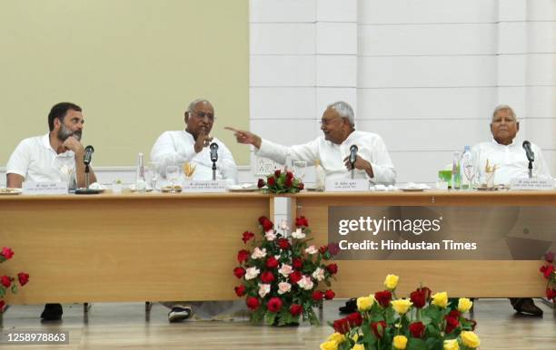 Congress leader Rahul Gandhi, Congress president Mallikarjun Kharge, Bihar Chief Minister Nitish Kumar, RJD Chief Lalu Prasad Yadav and others...