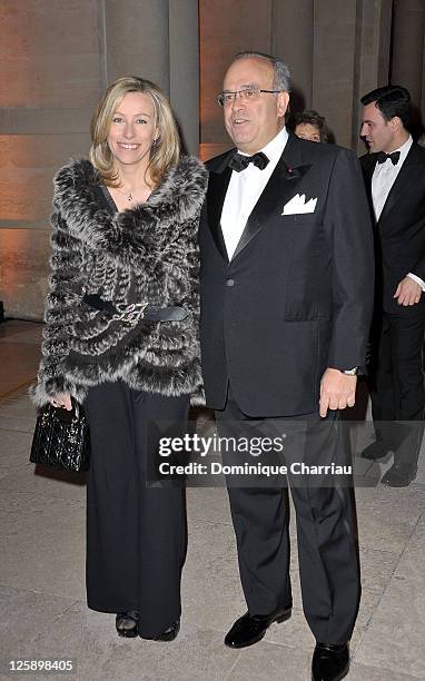 Professor David Khayat and Emmanuelle Bertrand pose as they attend the Association A.V.E.C. 2011 Gala Dinner at Chateau de Versailles on January 31,...