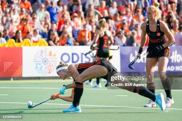 Yibbi Jansen of the Netherlands warms up prior to the FIH Hockey Pro League Women's match between Netherlands and Germany at the Wagener Stadion on...
