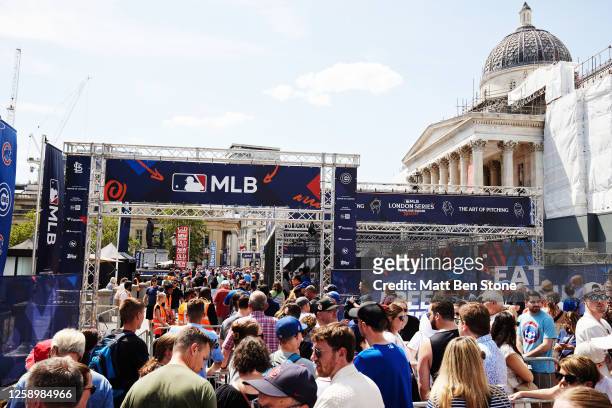 Fans arrive at the 2023 London Series Trafalgar Square Takeover at Trafalgar Square on Friday, June 23, 2023 in London, England.
