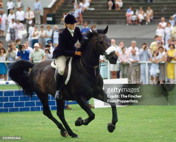 Sarah The Duchess Of York showjumping during a Charity Riding Fun Day at Ascot Racecourse on 12th July 1987.