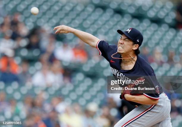 Kenta Maeda of the Minnesota Twins pitches against the Detroit Tigers during the first inning at Comerica Park on June 23, 2023 in Detroit, Michigan.