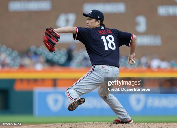 Kenta Maeda of the Minnesota Twins pitches against the Detroit Tigers during the second inning at Comerica Park on June 23, 2023 in Detroit, Michigan.