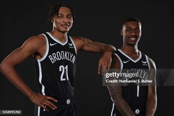 Noah Clowney and Dariq Whitehead of the Brooklyn Nets poses for a photo on June 23, 2023 at Barclays Center in Brooklyn, New York. NOTE TO USER: User...