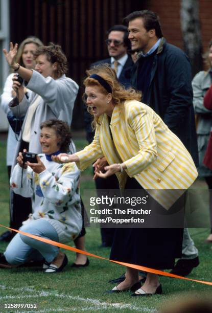 An enthusiastic Sarah The Duchess of York at the Upton House School sports day in Windsor on 21st June 1994.