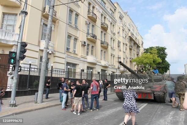 Armored vehicles on streets after Wagner chief Yevgeny Prigozhin's statement in Rostov-on-Don, Russia on June 24, 2023. The Wagner paramilitary group...