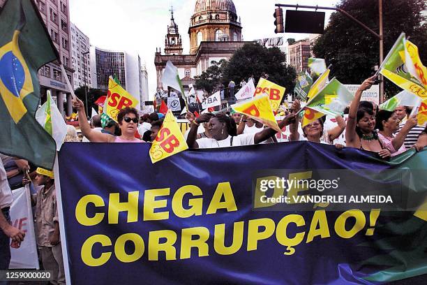 Approximately six thousand people demonstrated, 12 June 2001, against corruption in the government and energy rationing, through the main avenue in...