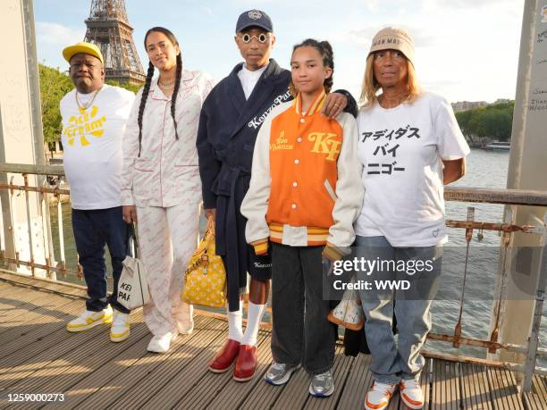 Pharrell Williams and his family at the Kenzo Spring 2024 Menswear Collection Runway Show on June 23, 2023 in Paris, France.