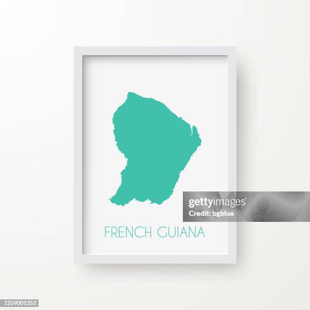 french guiana map in a frame on white background - french guiana stock illustrations