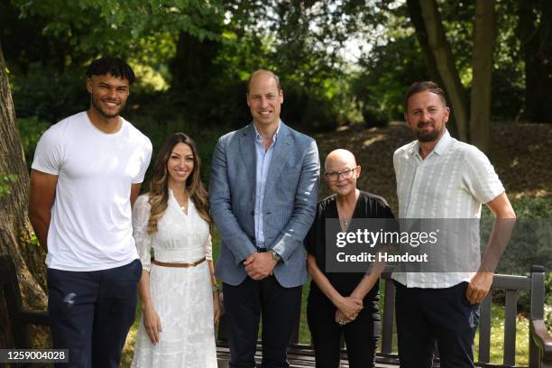 In this handout images released by Kensington Palace, Prince William meets with Tyrone Mings, Sabrina Cohen-Hatton, Gail Porter and David Duke, ahead...
