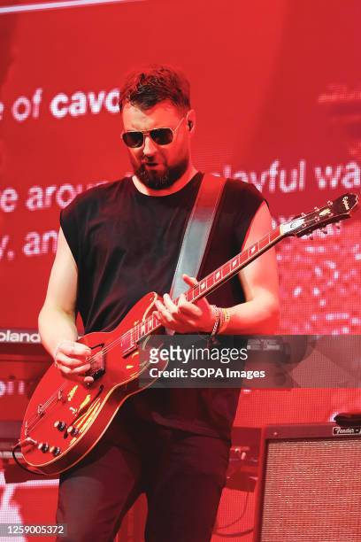 Liam Ryan James Fray, lead singer and guitarist of The Courteeners Band performs live on stage at Glastonbury Festival of the Performing Arts.