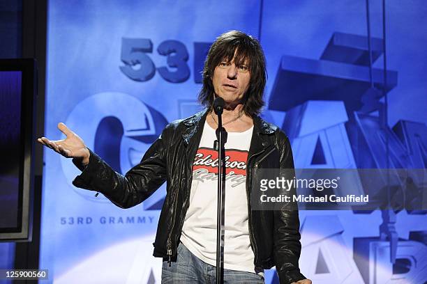 Musician Jeff Beck onstage during The 53rd Annual GRAMMY Awards Pre-Telecast held at the Los Angeles Convention Center on February 13, 2011 in Los...