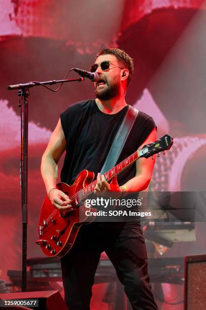 Liam Ryan James Fray, lead singer and guitarist of The Courteeners Band performs live on stage at Glastonbury Festival of the Performing Arts.