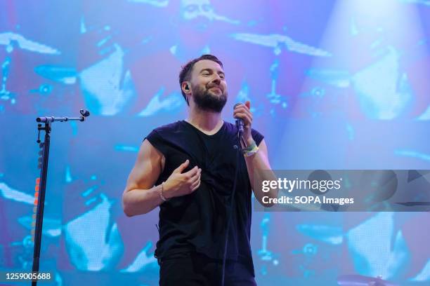 Liam Ryan James Fray, lead singer and guitarist of The Courteeners Band performs live on stage at Glastonbury Festival of the Performing Arts.