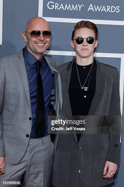 Musicians Ben Langmaid and Elly Jackson of La Roux arrive at The 53rd Annual GRAMMY Awards held at Staples Center on February 13, 2011 in Los...