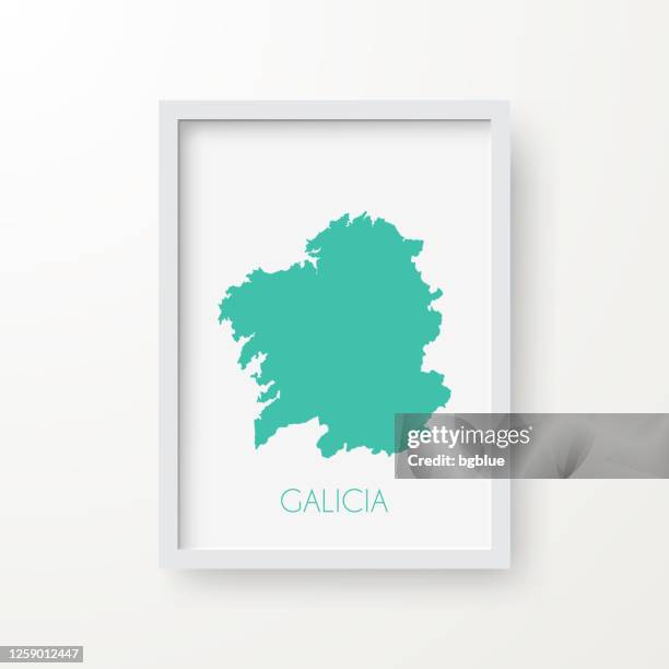 galicia map in a frame on white background - santiago de compostela stock illustrations